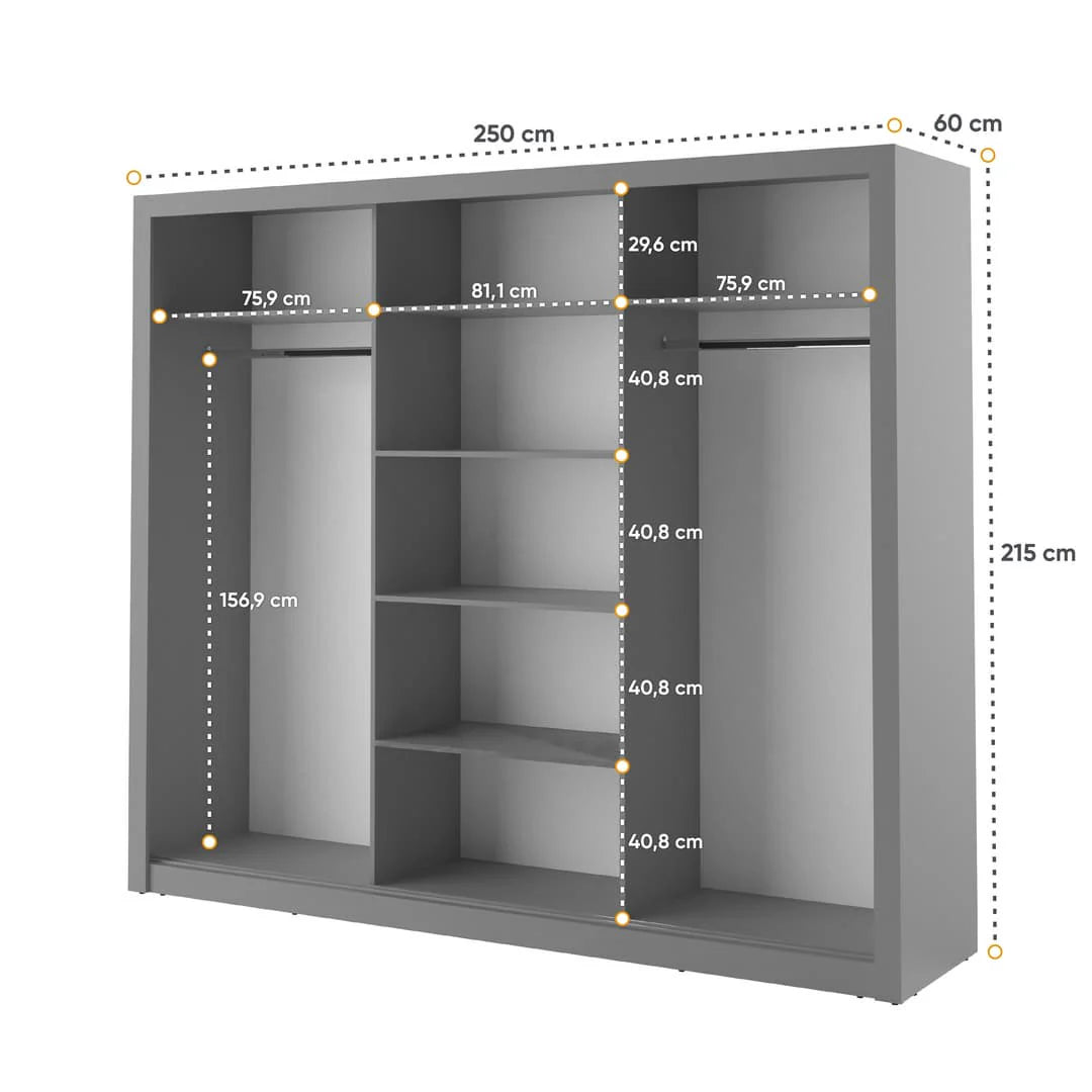 Isabella Sliding Door Wardrobe 250cm