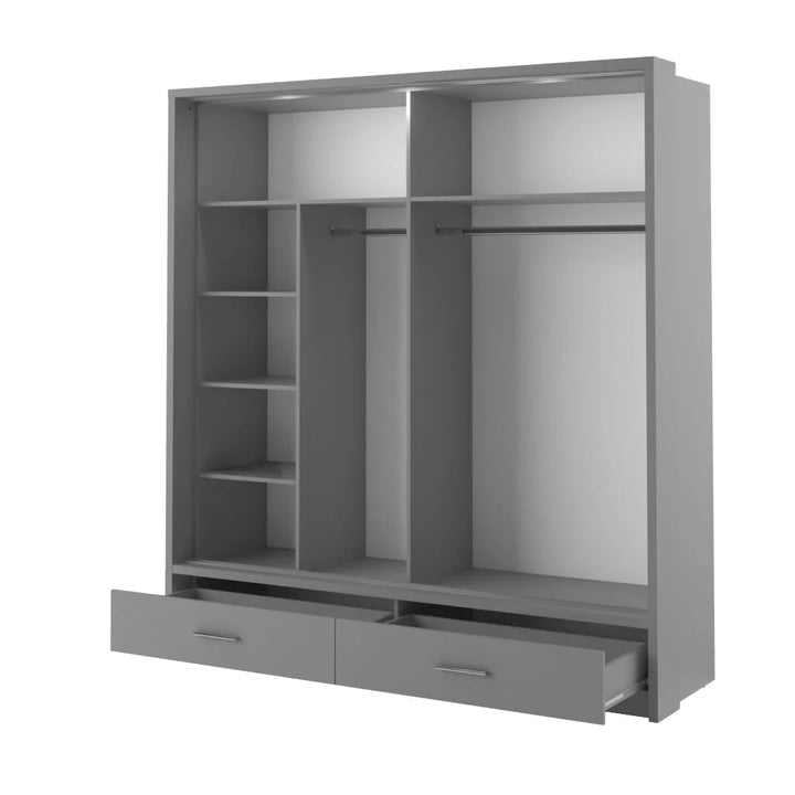 Isabella Sliding Door Wardrobe 200cm Grey Matt With LED Lights