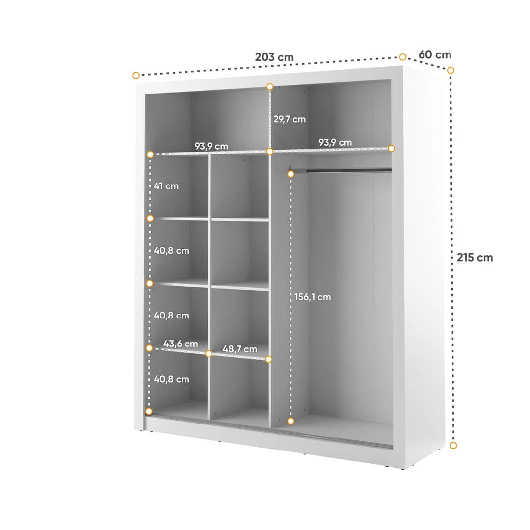 Isabella Sliding Door Wardrobe 203cm
