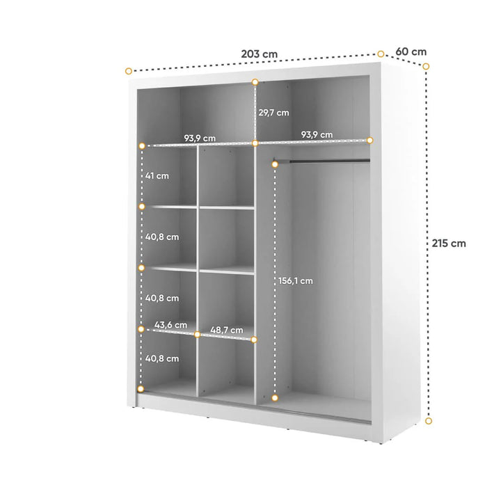 Isabella Sliding Door Wardrobe 203cm