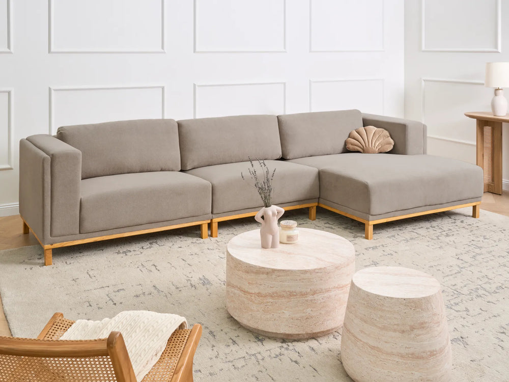 Corner Sofa 5 Seater VENG Fabric Taupe Left Hand