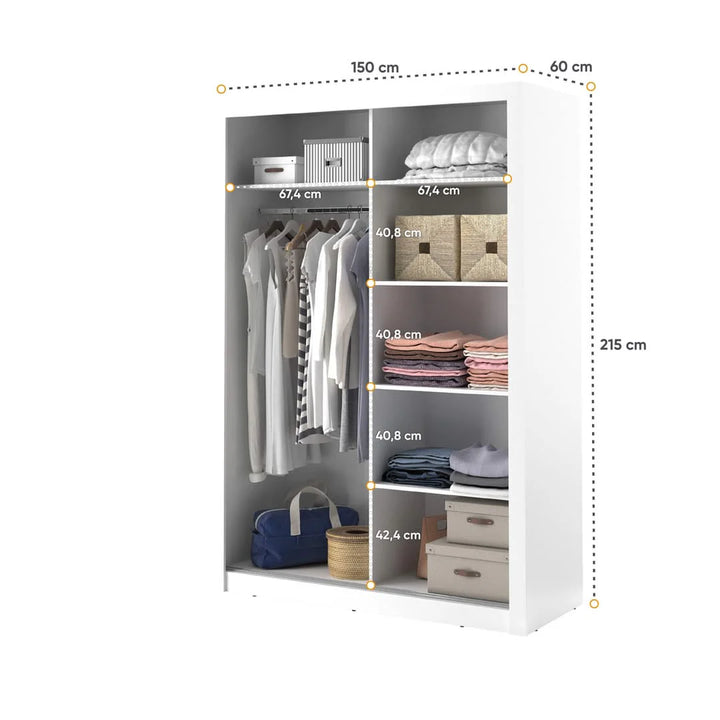 Isabella Sliding Door Wardrobe 150cm Oak Shetland