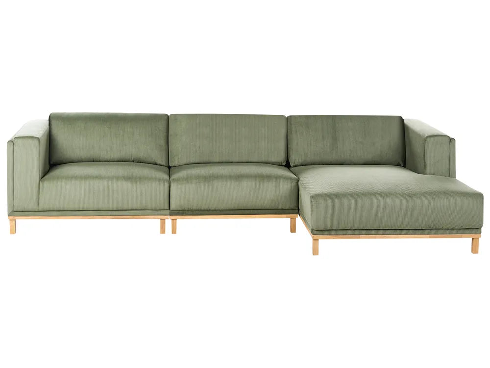 Corner Sofa 5 Seater VENG Corduroy Green Left Hand