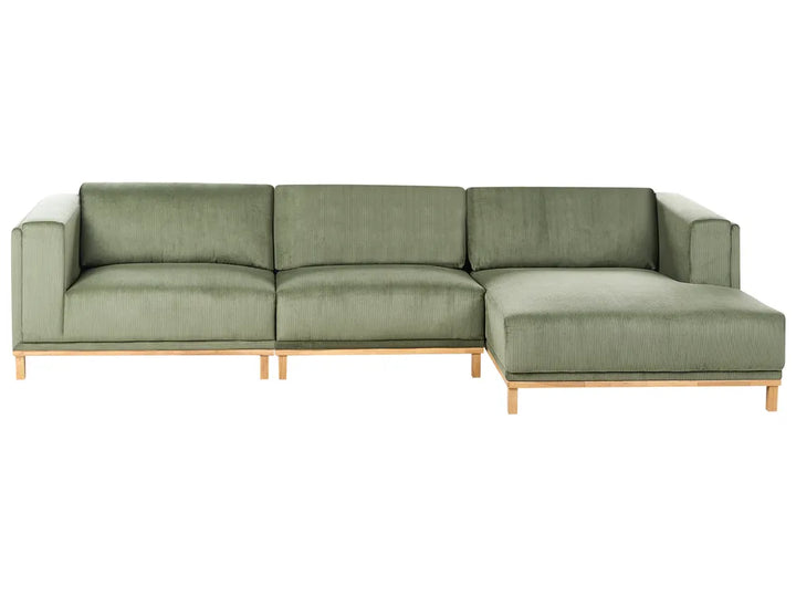 Corner Sofa 5 Seater VENG Corduroy Green Left Hand