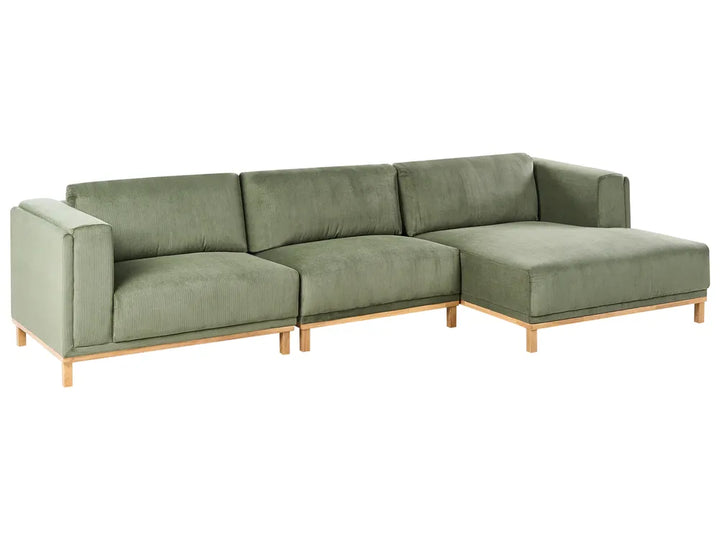 Corner Sofa 5 Seater Corduroy Green Left Hand Josanna