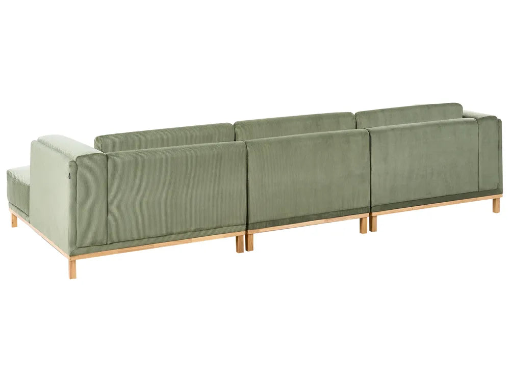 Corner Sofa 5 Seater Corduroy Green Left Hand Josanna