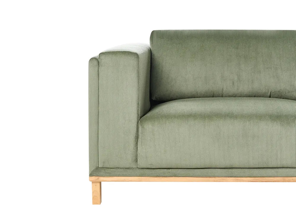 Corner Sofa 5 Seater Corduroy Green Left Hand Josanna