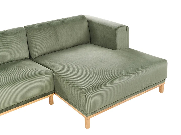 Corner Sofa 5 Seater Corduroy Green Left Hand Josanna