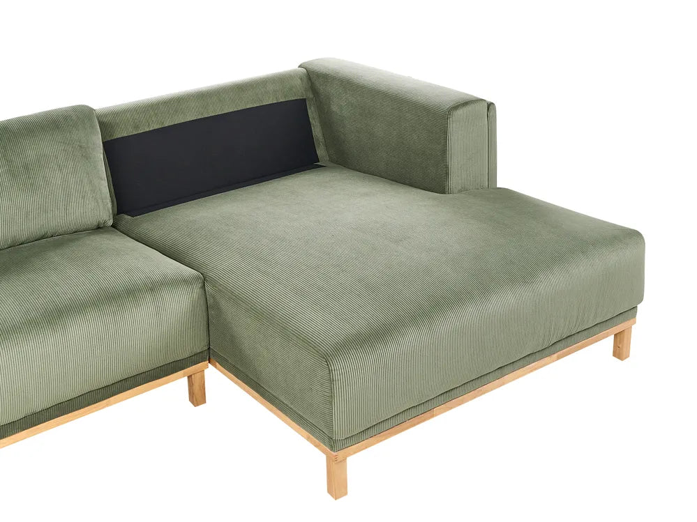 Corner Sofa 5 Seater Corduroy Green Left Hand Josanna