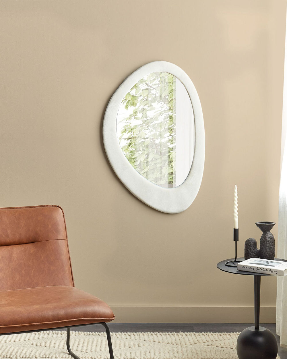 Audes Wall Mirror Velvet Off-White