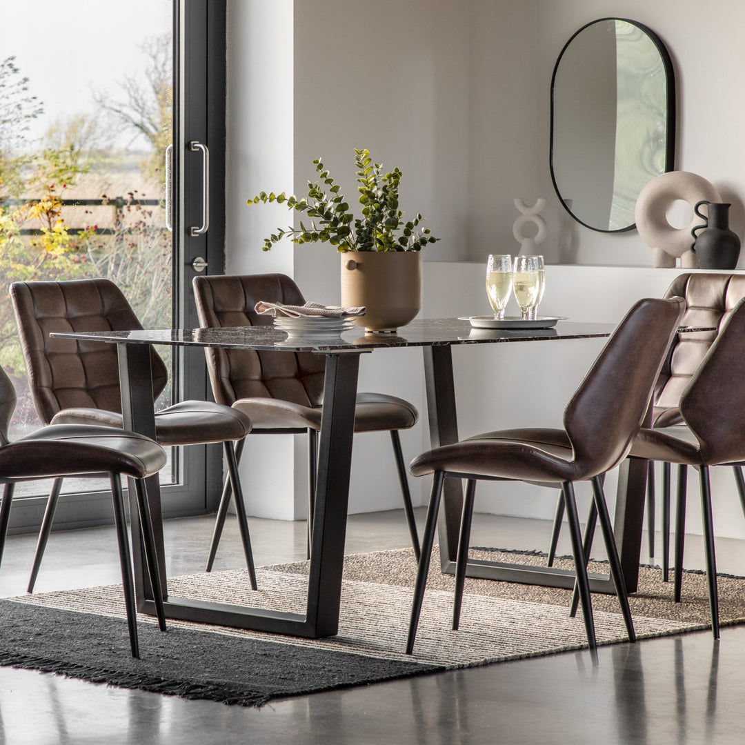 Lenuxen Marble Top Dining Table Black Effect