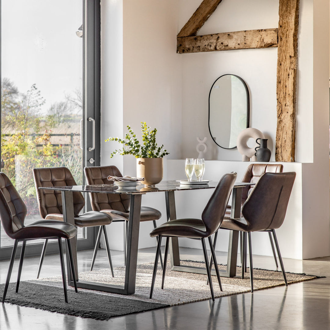 Lenuxen Marble Top Dining Table Black Effect