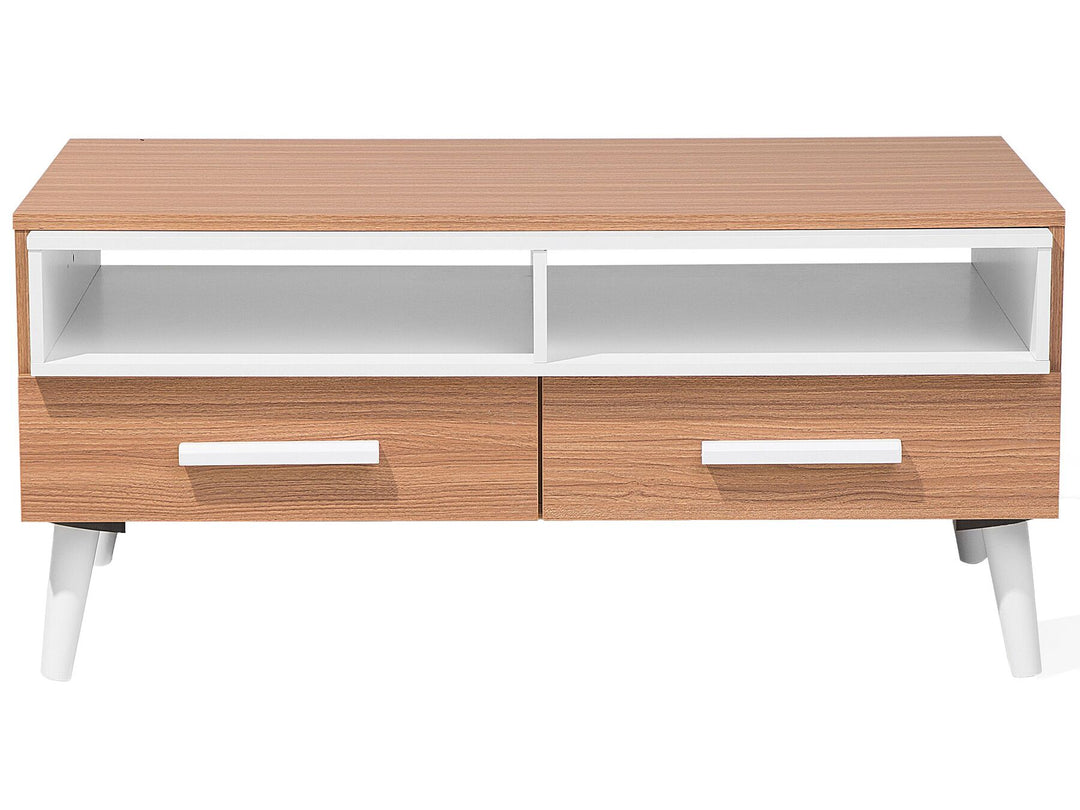 Coffee Table Light Brown/ White with Storage Apresio