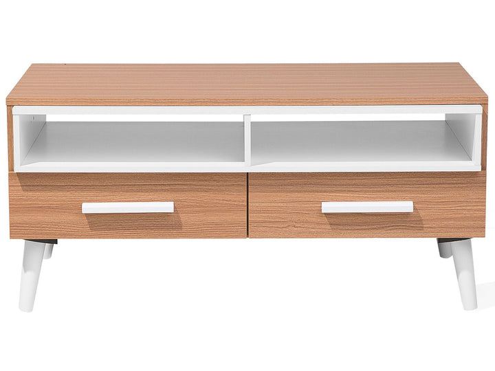 Coffee Table Light Brown/ White with Storage Apresio