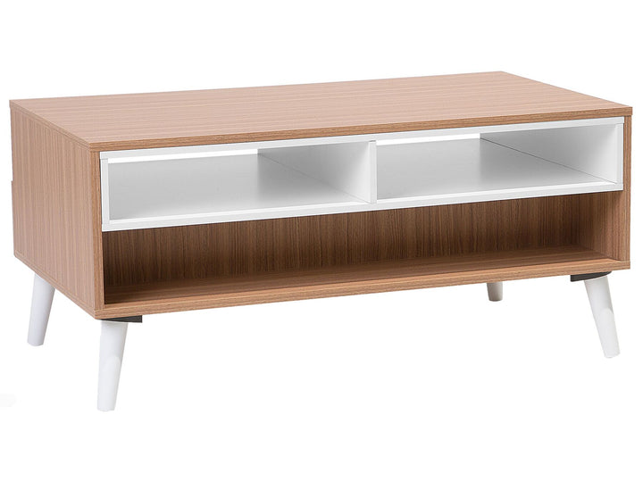 Coffee Table Light Brown/ White with Storage Apresio