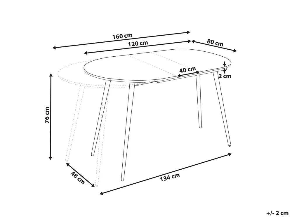 Extending Dining Table White 120/160 cm 80 cm Bronxton