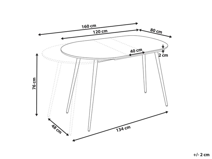 Extending Dining Table White 120/160 cm 80 cm Bronxton