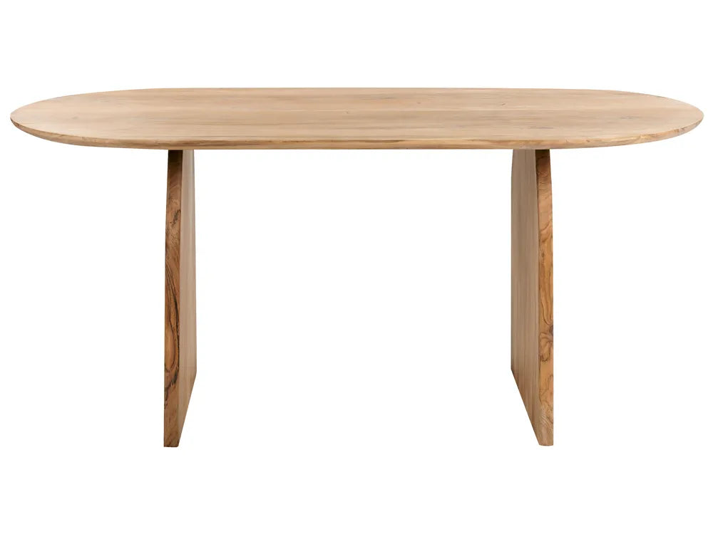 Wooden dining table on a white background