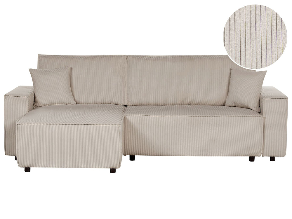 Abacka Sofa Bed Beige Corduroy Right Hand