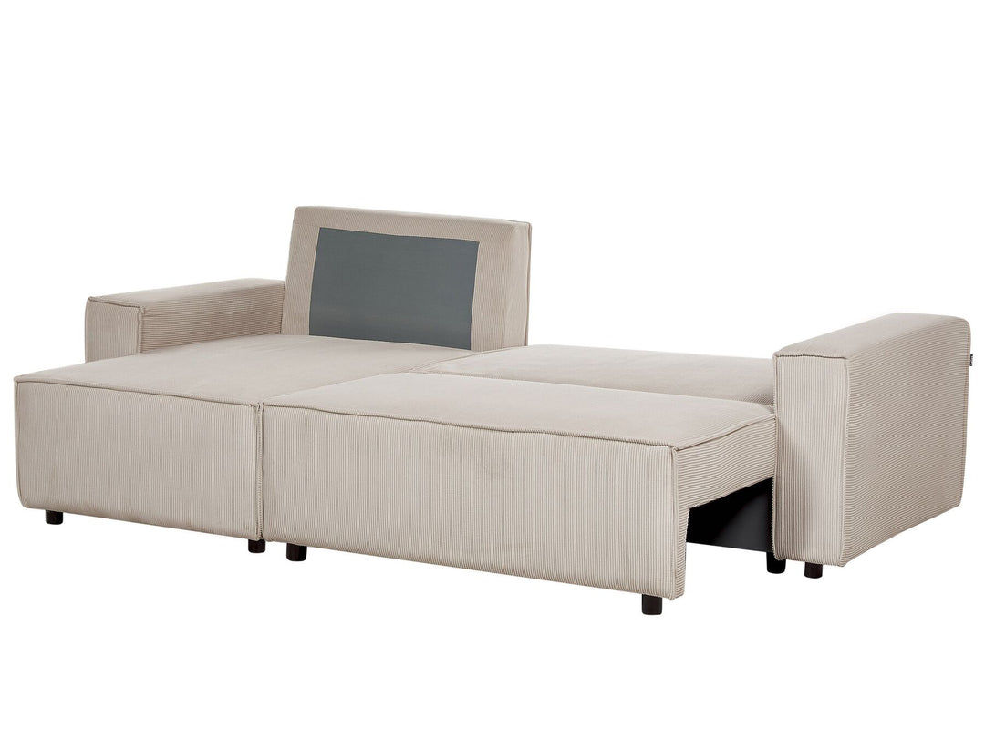 Abacka Sofa Bed Beige Corduroy Right Hand