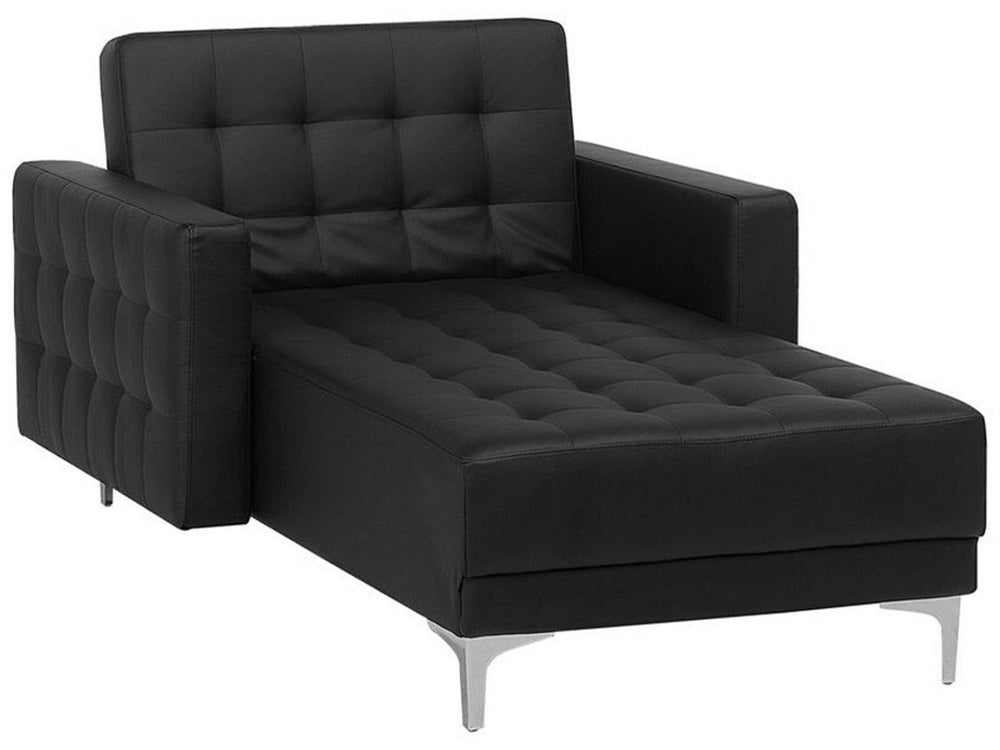 Aberdeen Faux Leather Chaise Lounge Black