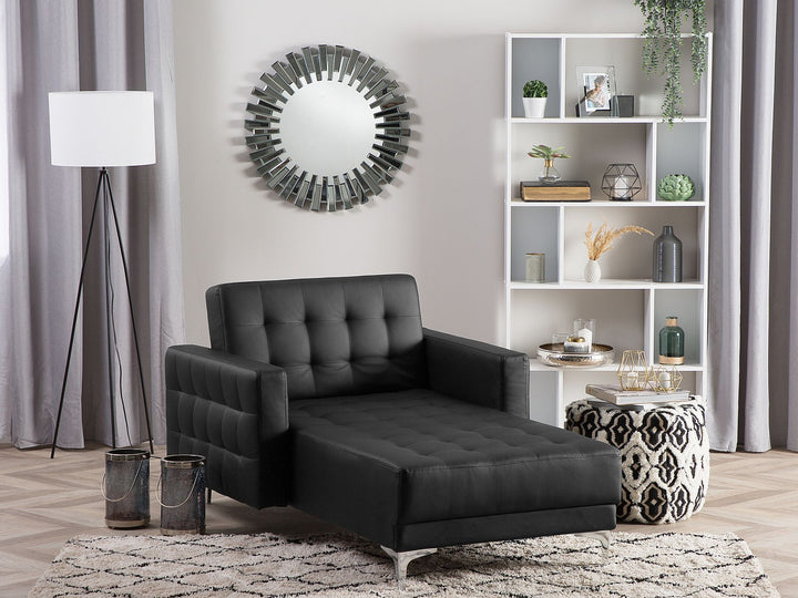 Aberdeen Faux Leather Chaise Lounge Black