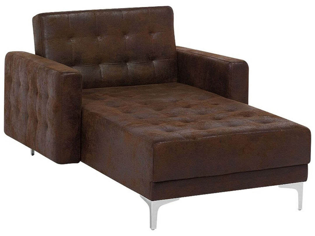 Aberdeen Faux Leather Chaise Lounge Brown