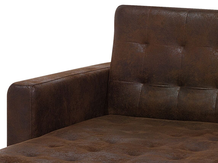 Aberdeen Faux Leather Chaise Lounge Brown