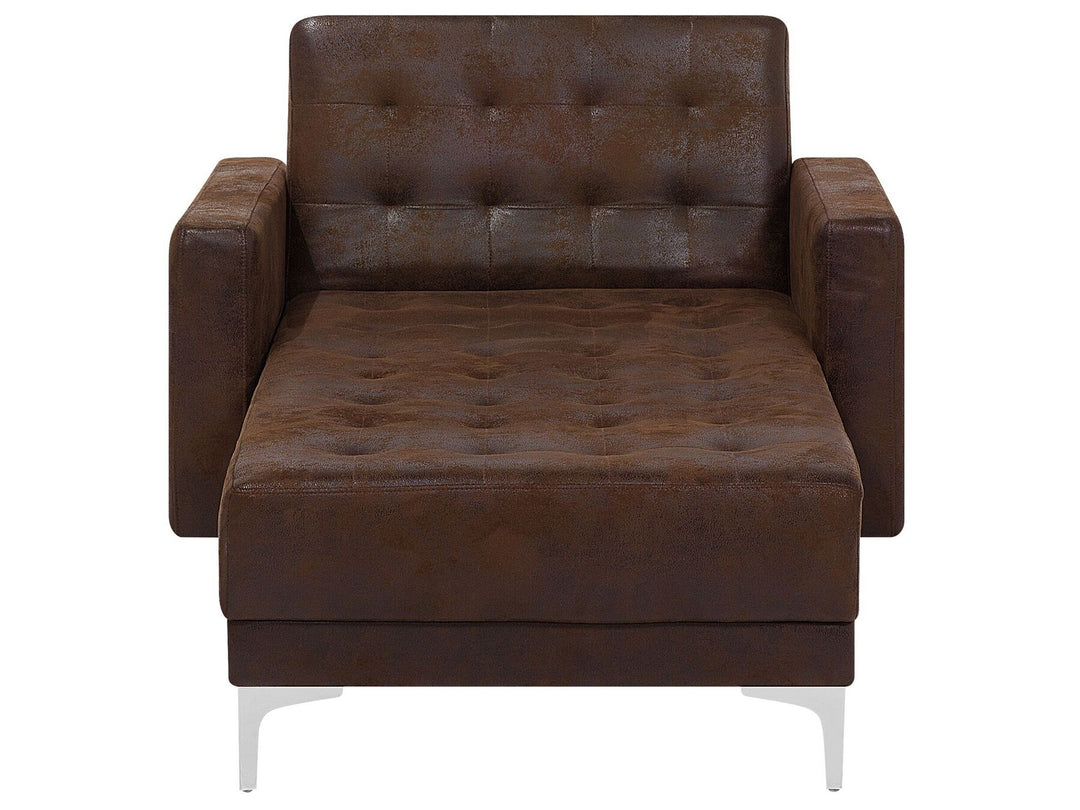 Aberdeen Faux Leather Chaise Lounge Brown