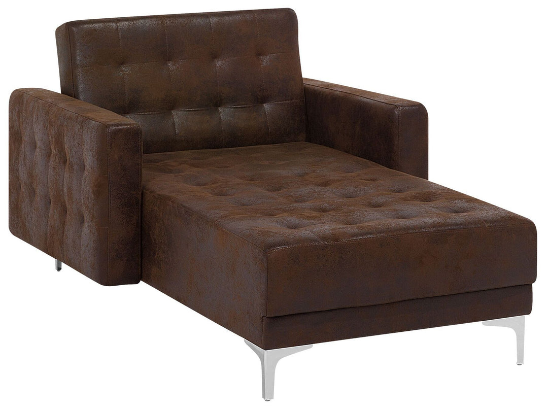 Aberdeen Faux Leather Chaise Lounge Brown