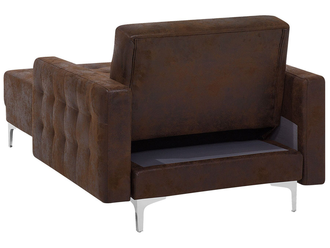 Aberdeen Faux Leather Chaise Lounge Brown