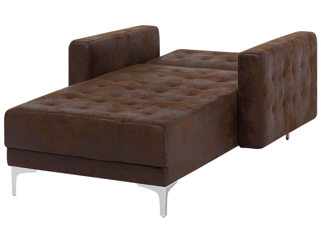 Aberdeen Faux Leather Chaise Lounge Brown