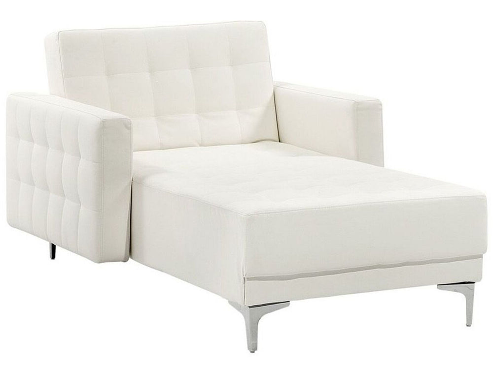 Aberdeen Faux Leather Chaise Lounge White