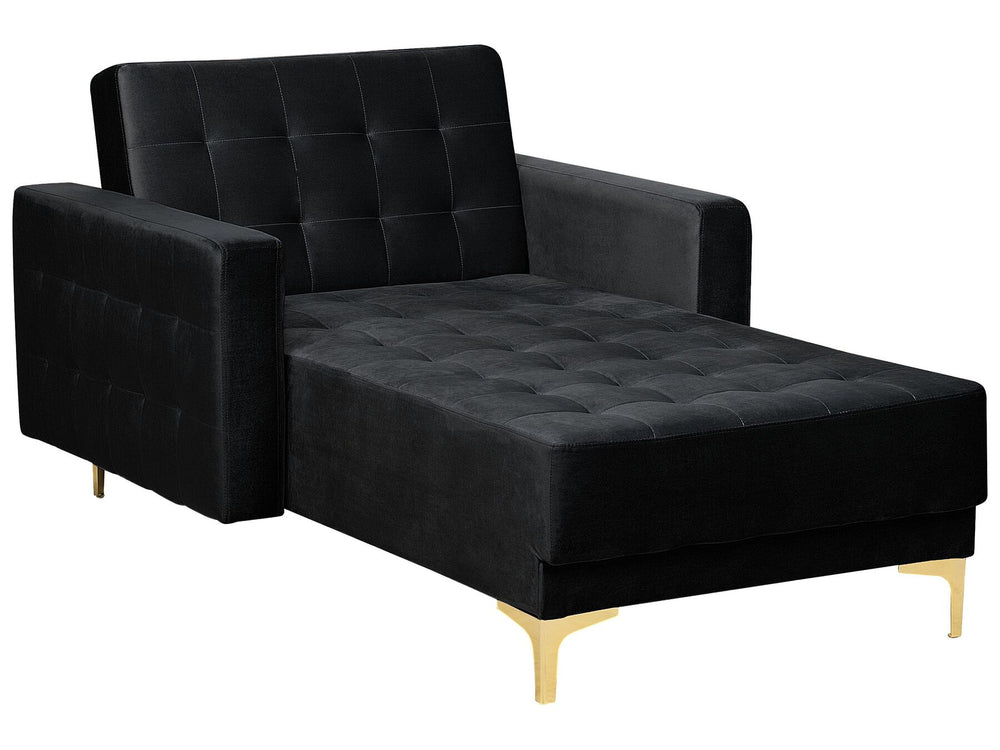 Aberdeen Velvet Chaise Lounge Black