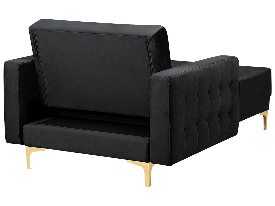 Aberdeen Velvet Chaise Lounge Black