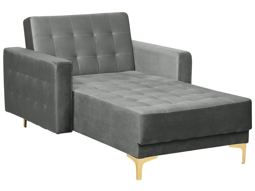 Aberdeen Velvet Chaise Lounge Grey