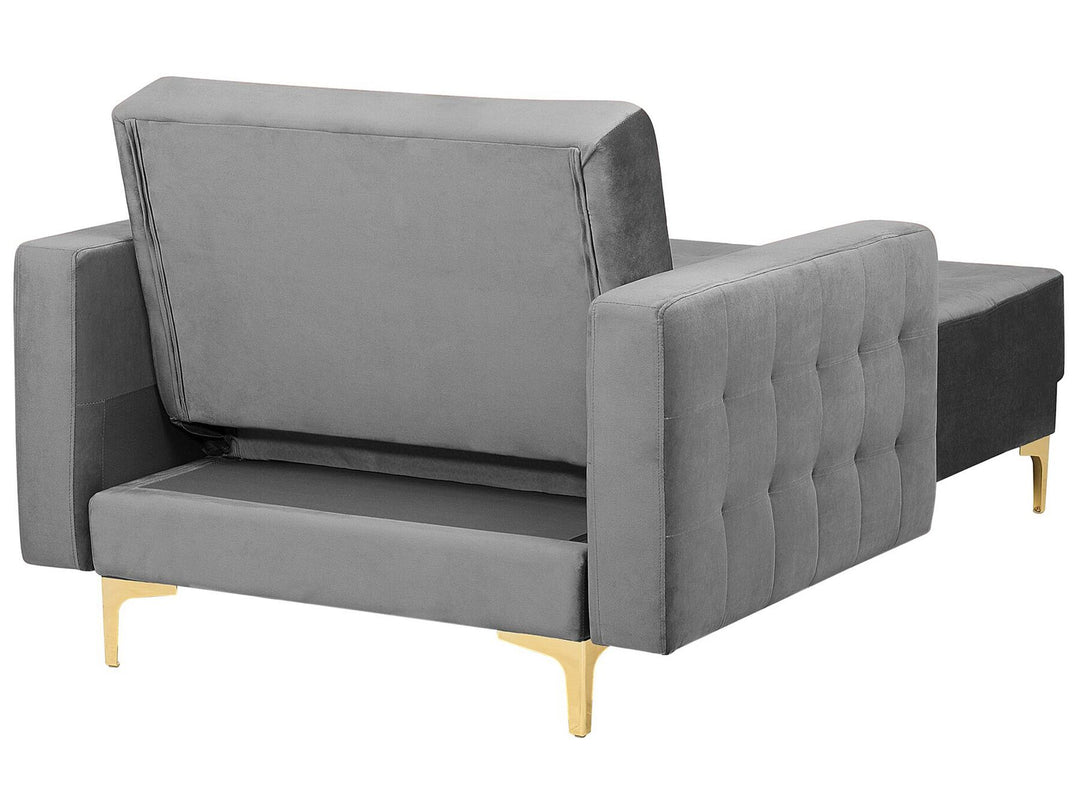 Aberdeen Velvet Chaise Lounge Grey