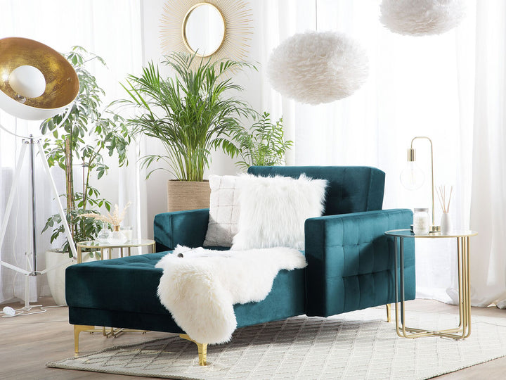 Aberdeen Velvet Chaise Lounge Teal