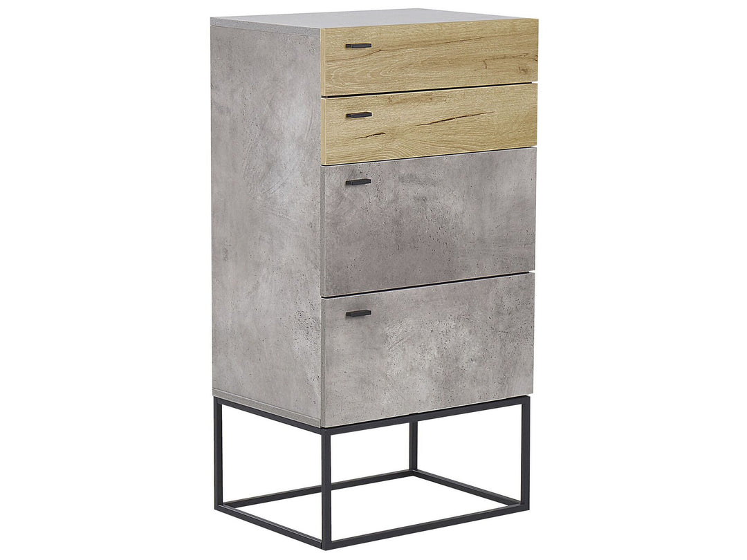 Acra 4 Drawer Chest Concrete Effect with Light Wood