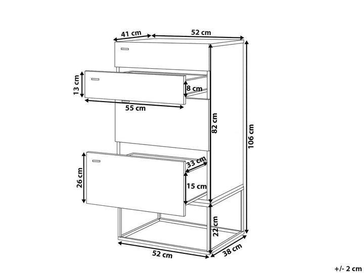 Cascio II 4 Drawer Chest Concrete Effect with Light Wood