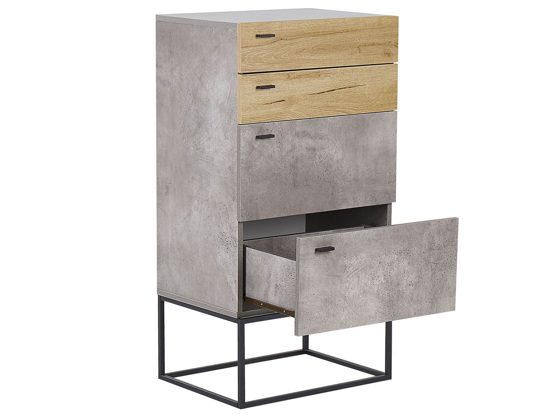 Cascio II 4 Drawer Chest Concrete Effect with Light Wood