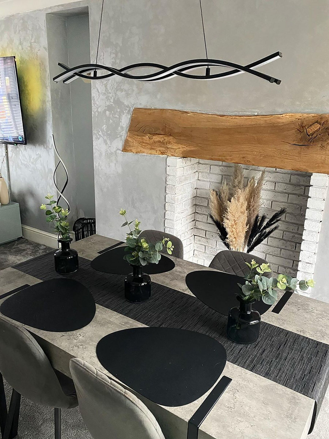 Iriemi Dining Table 150 x 90 cm Concrete Effect with Black