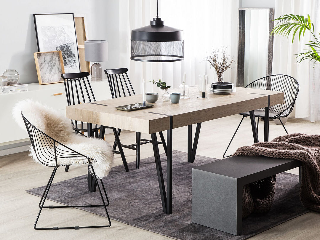 Adena Dining Table 150 x 90 cm Light Wood with Black