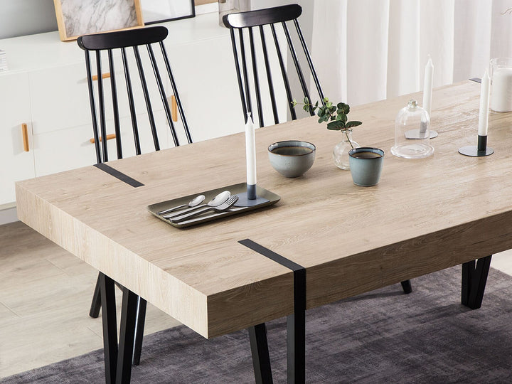 Iriemi Dining Table 150 x 90 cm Light Wood with Black