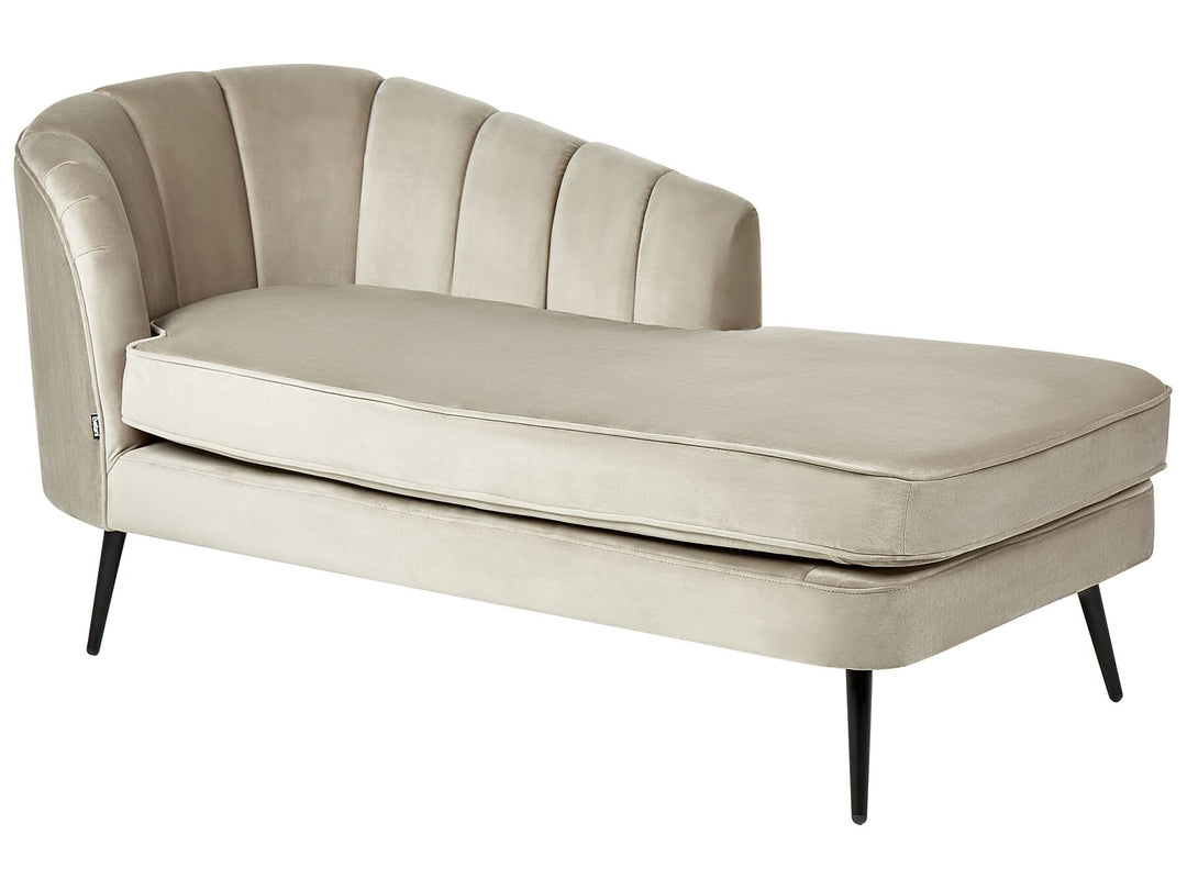 Allier Left Hand Velvet Chaise Lounge Beige