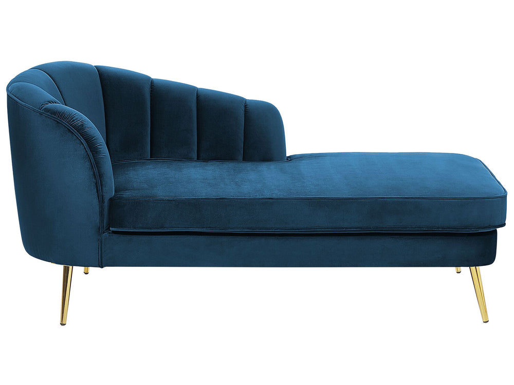 Allier Left Hand Velvet Chaise Lounge Navy Blue