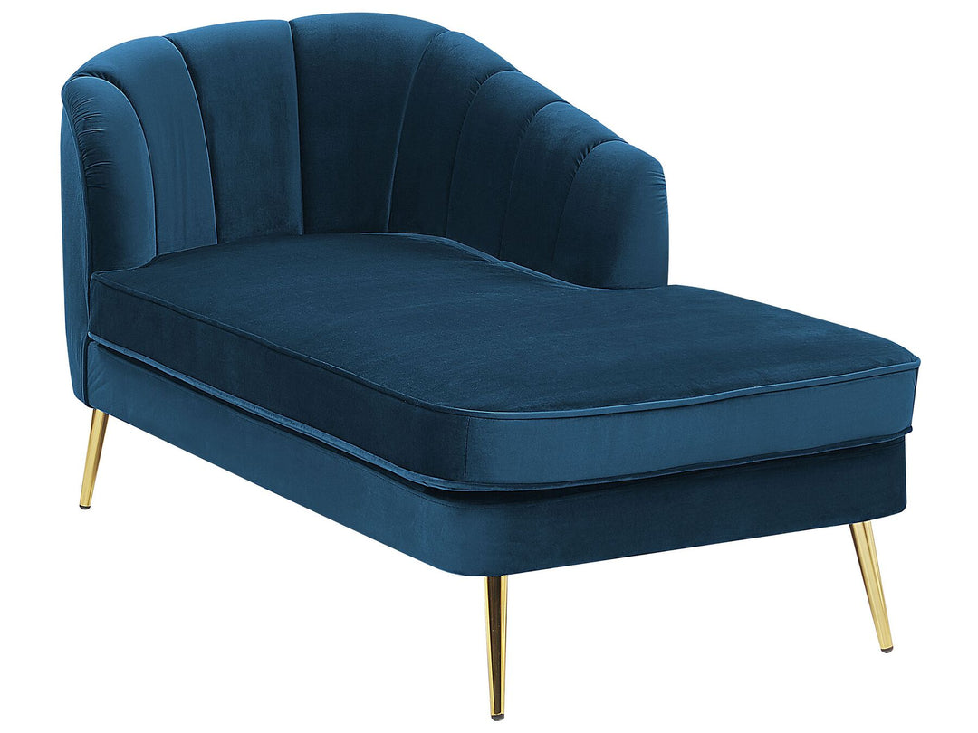 Allier Left Hand Velvet Chaise Lounge Navy Blue