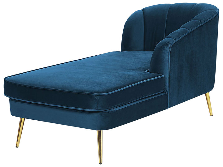 Allier Left Hand Velvet Chaise Lounge Navy Blue