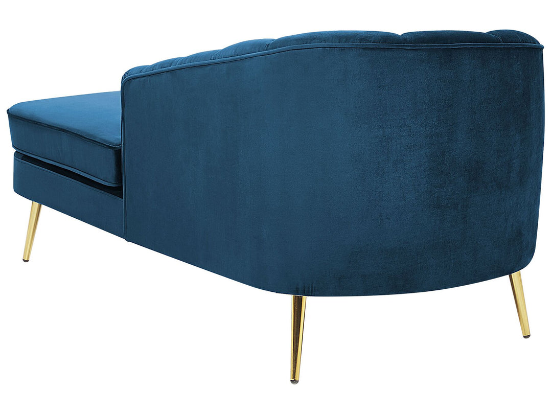 Allier Left Hand Velvet Chaise Lounge Navy Blue