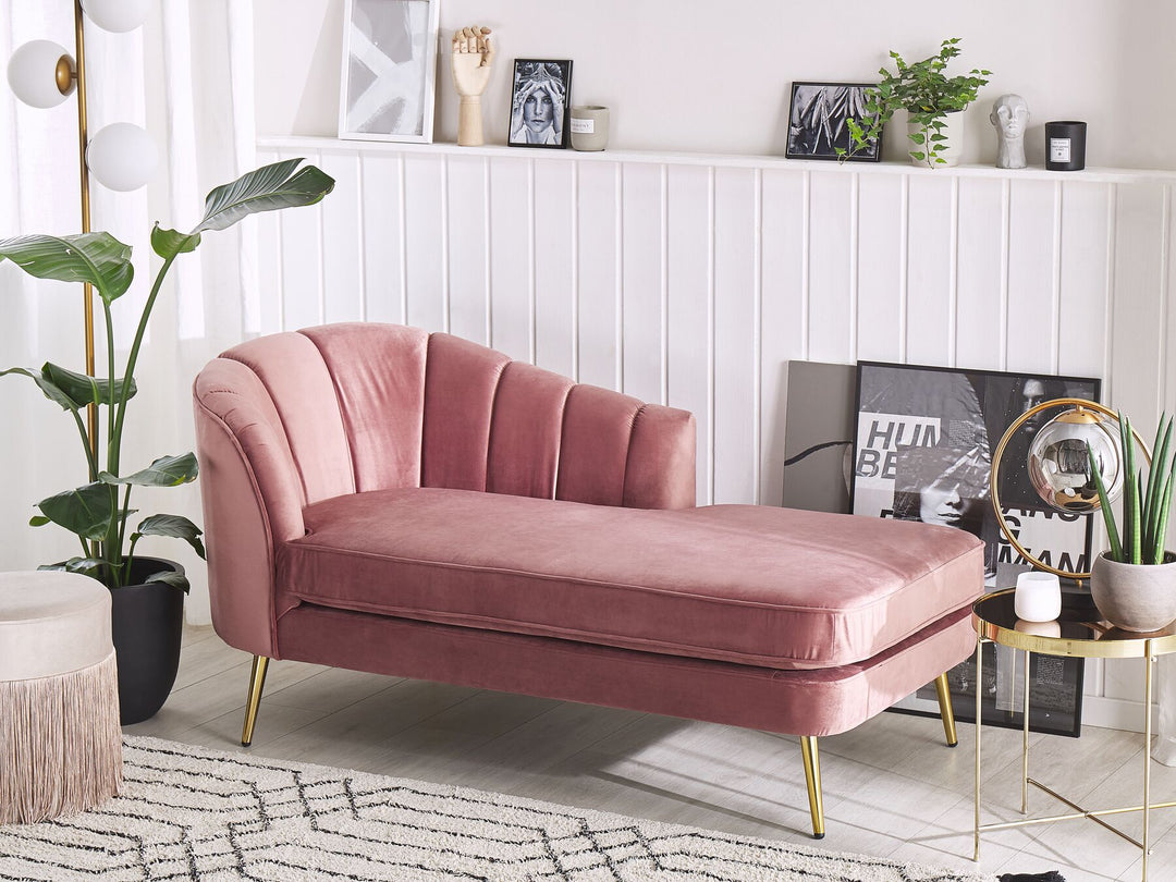 Allier Left Hand Velvet Chaise Lounge Pink